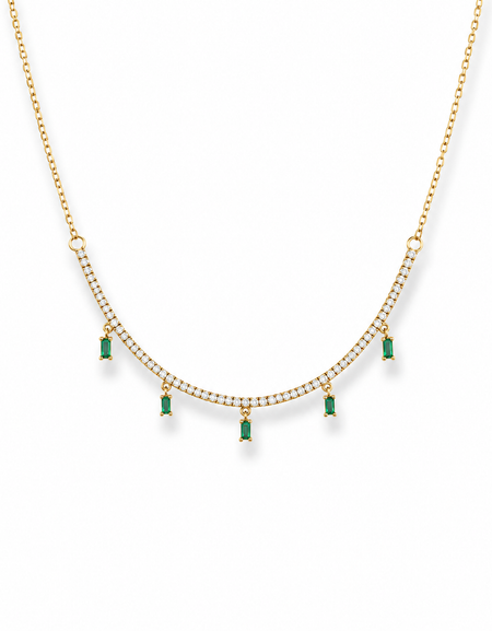 Dainty baguette drop color tennis Necklace