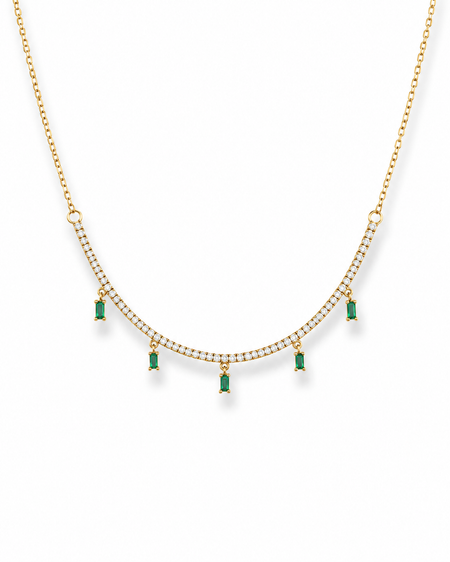 Dainty baguette drop color tennis Necklace