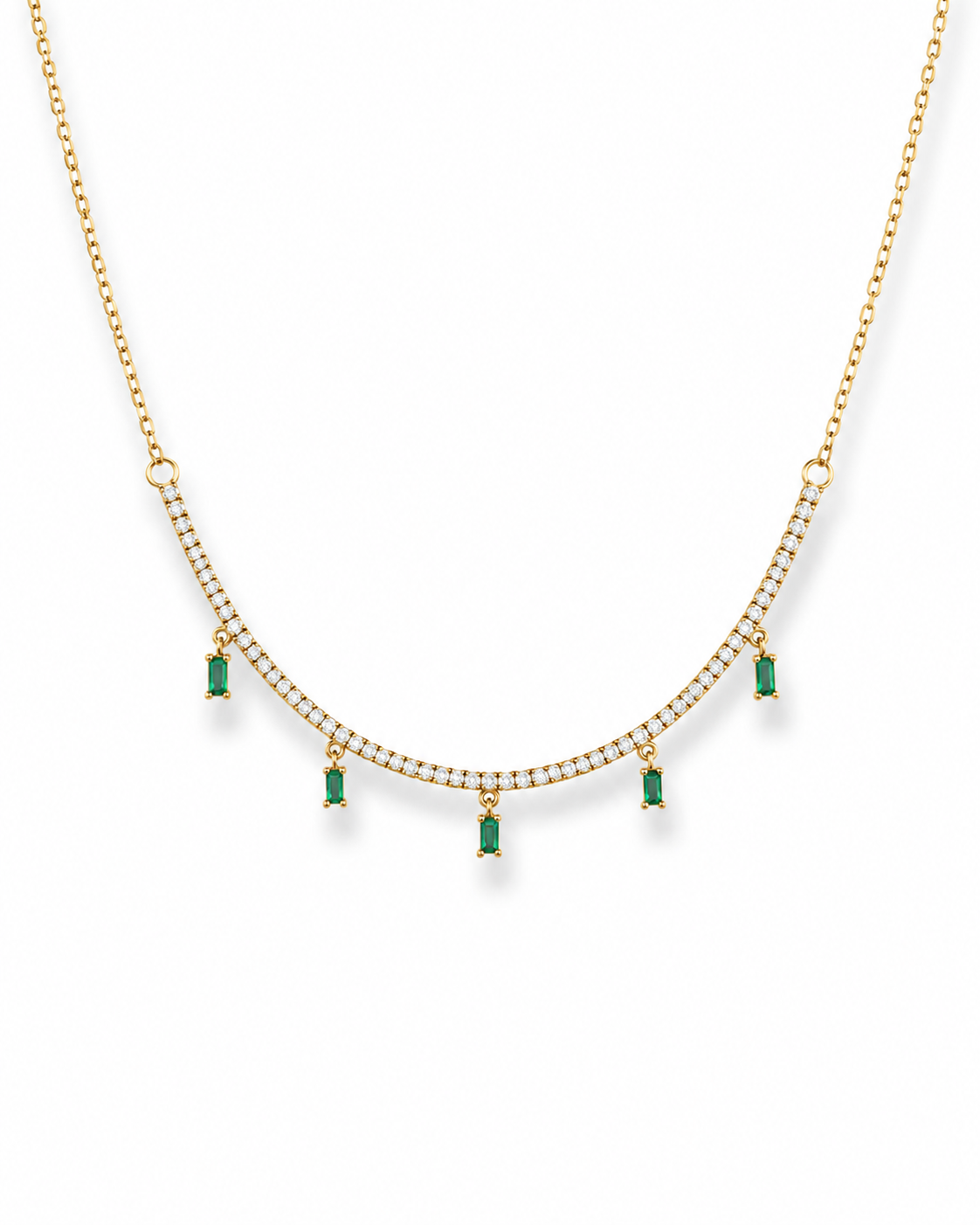Dainty baguette drop color tennis Necklace