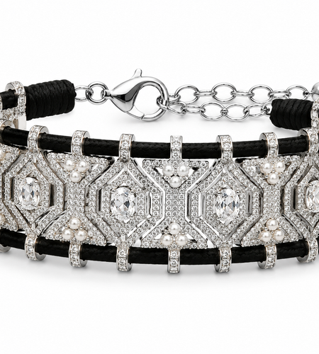 Pearl Geometric Cord Bracelet