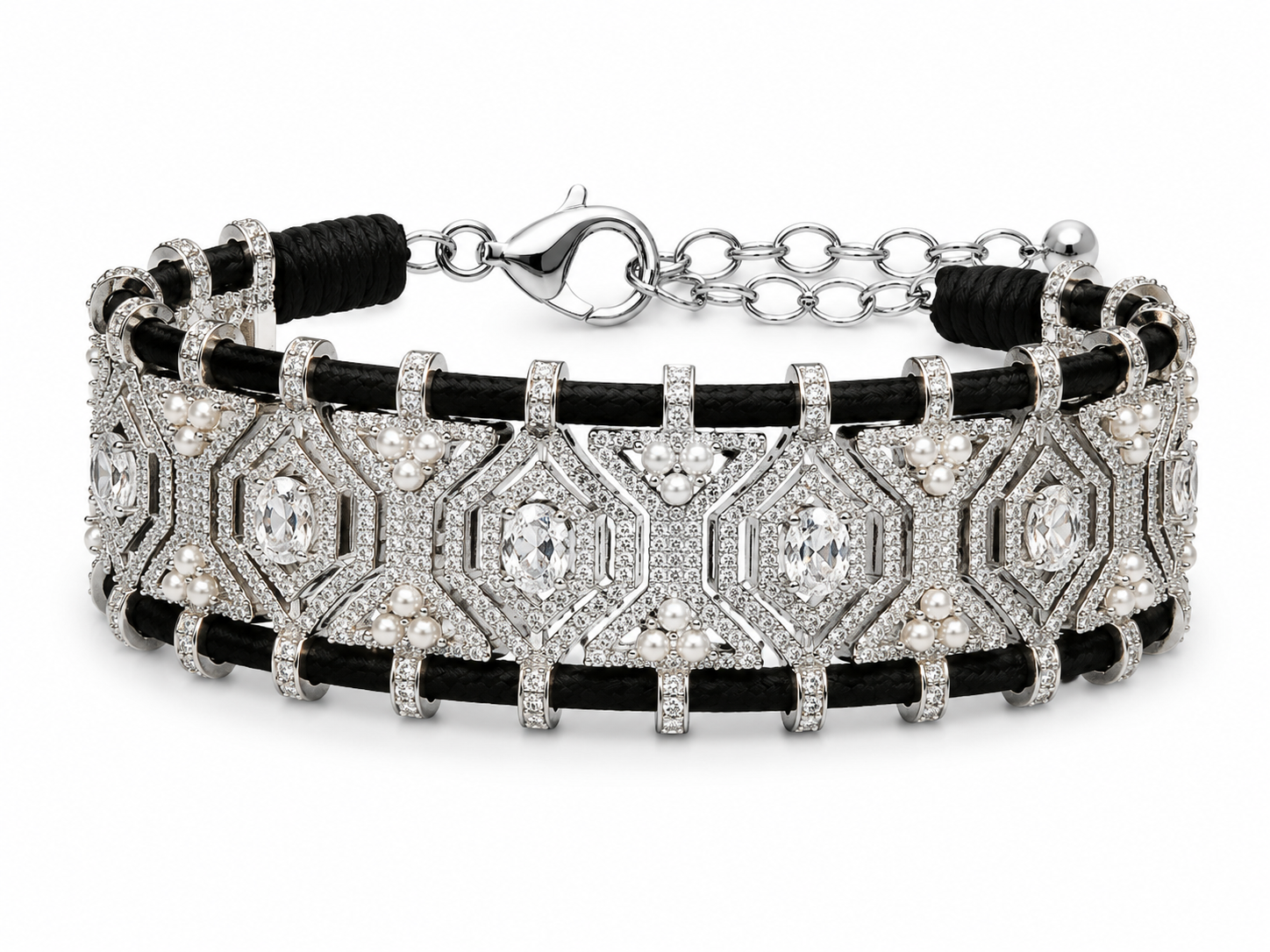 Pearl Geometric Cord Bracelet
