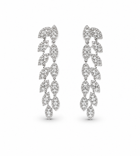 Diamond Vine Drop Earrings