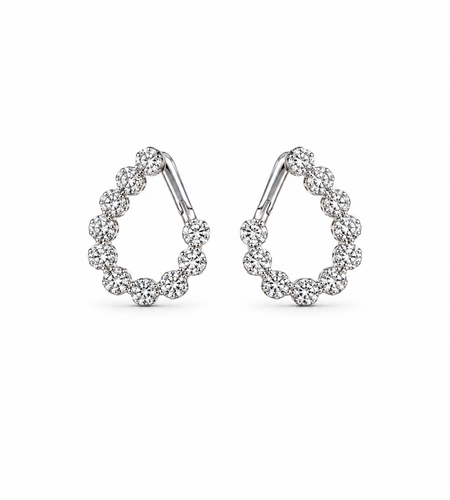 Diamond Beaded Teardrop Hoops