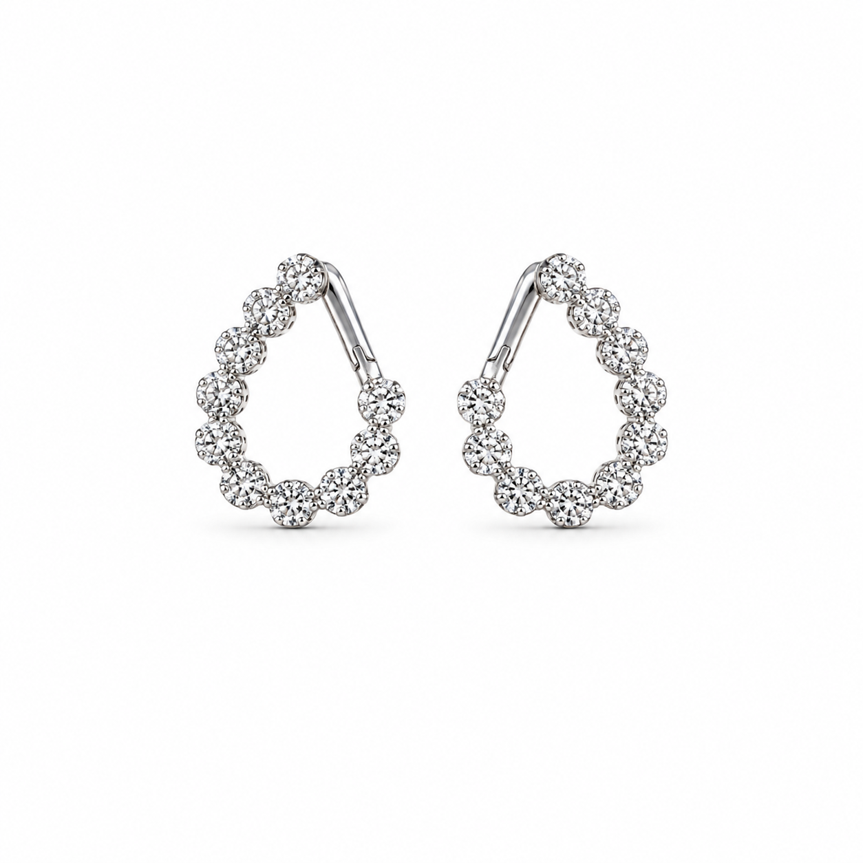Diamond Beaded Teardrop Hoops