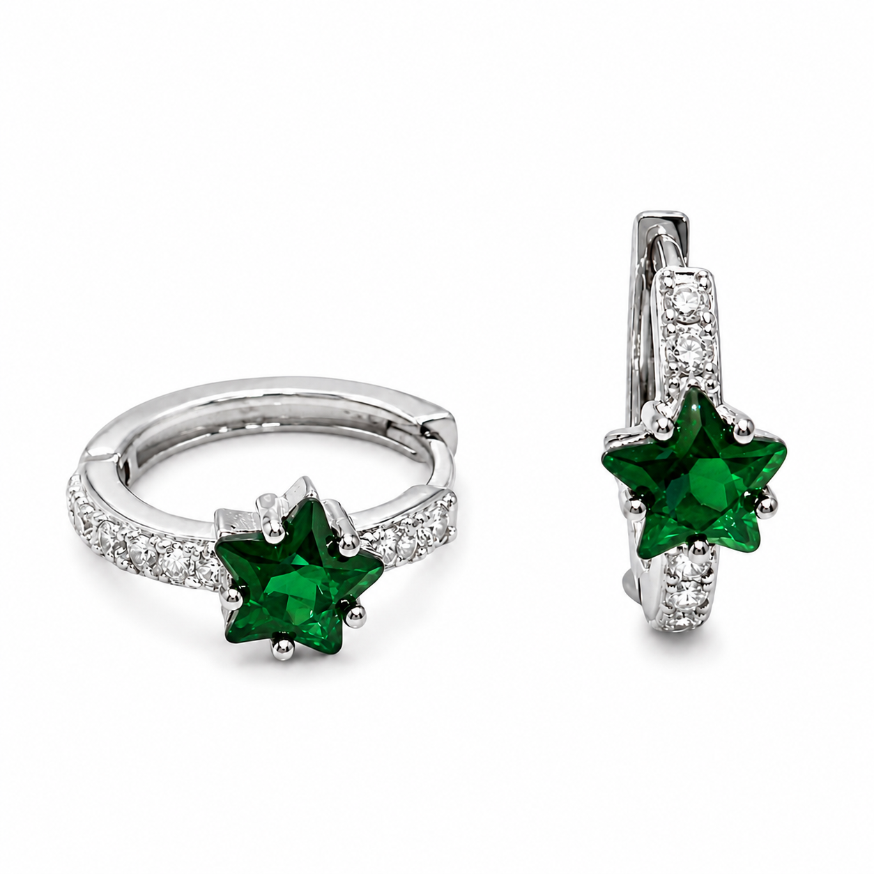 Color Cz star huggie
