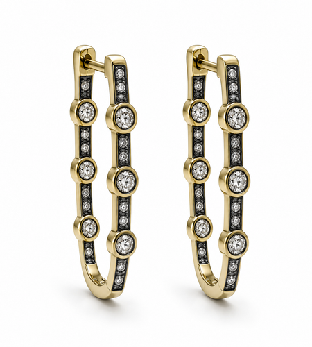 Rectangle pave Hoops