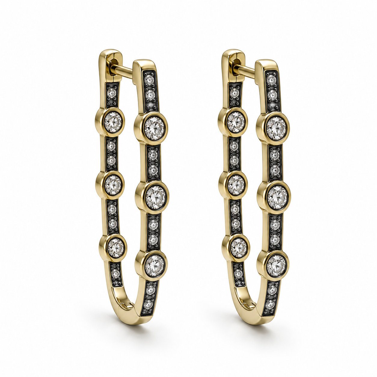Rectangle pave Hoops