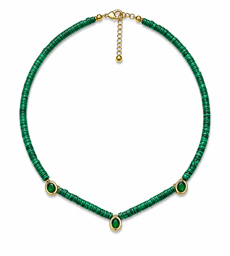 Emerald Trio Stone Necklace