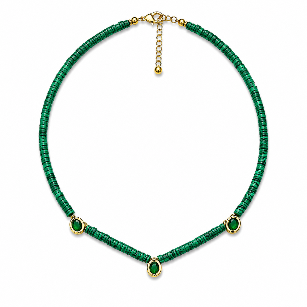 Emerald Trio Stone Necklace
