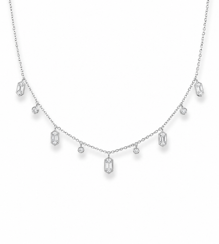 Mini Cushion baguette drop necklace