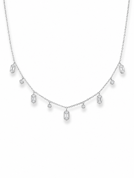 Mini Cushion baguette drop necklace