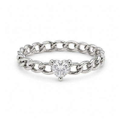 Cuban chain with heart ring