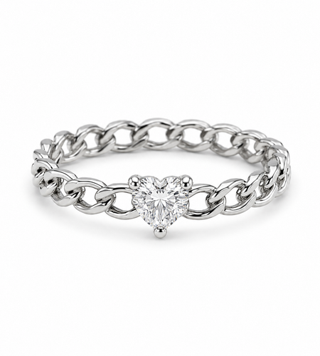 Cuban chain with heart ring