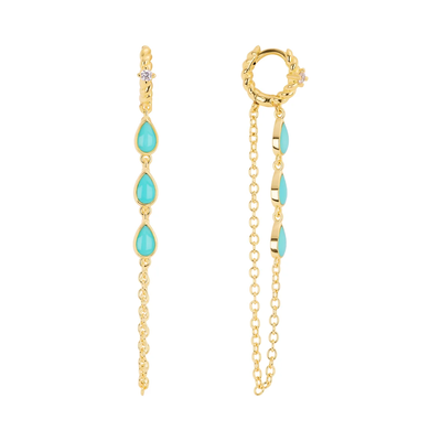 Turquoise Teardrop Chain Earrings