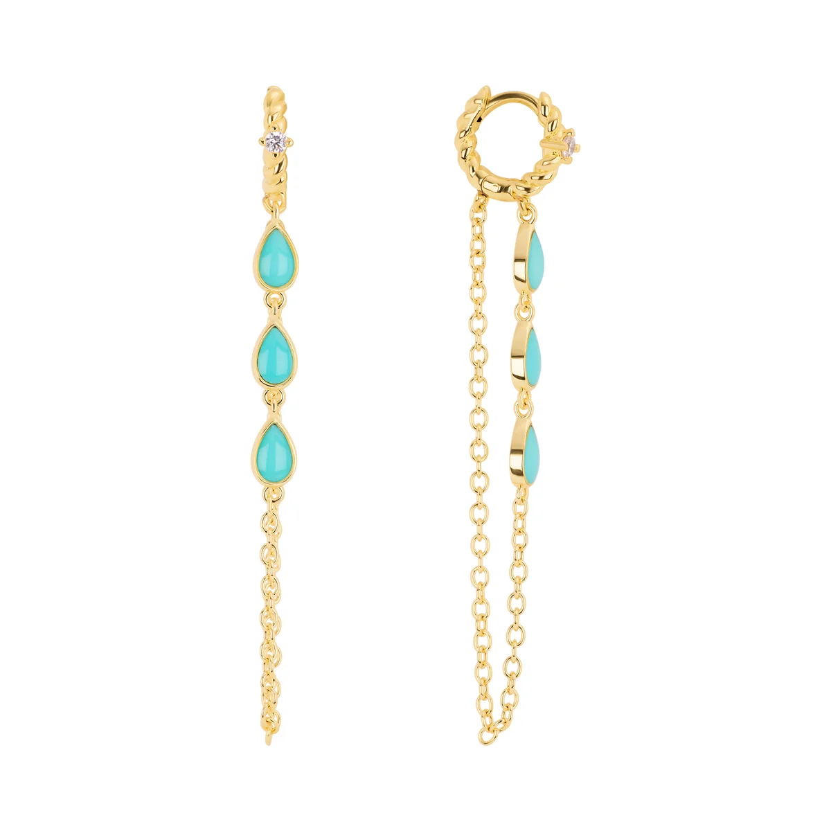 Turquoise Teardrop Chain Earrings