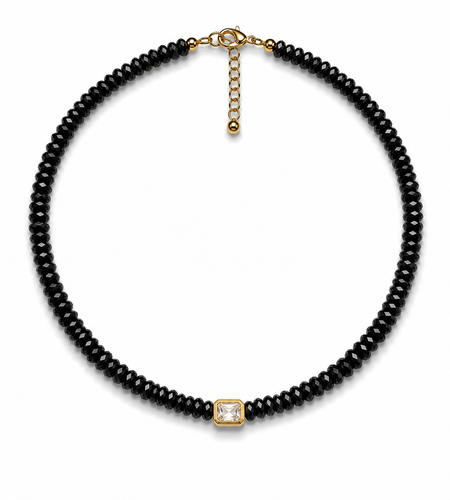 Black Crystal Rectangle Necklace