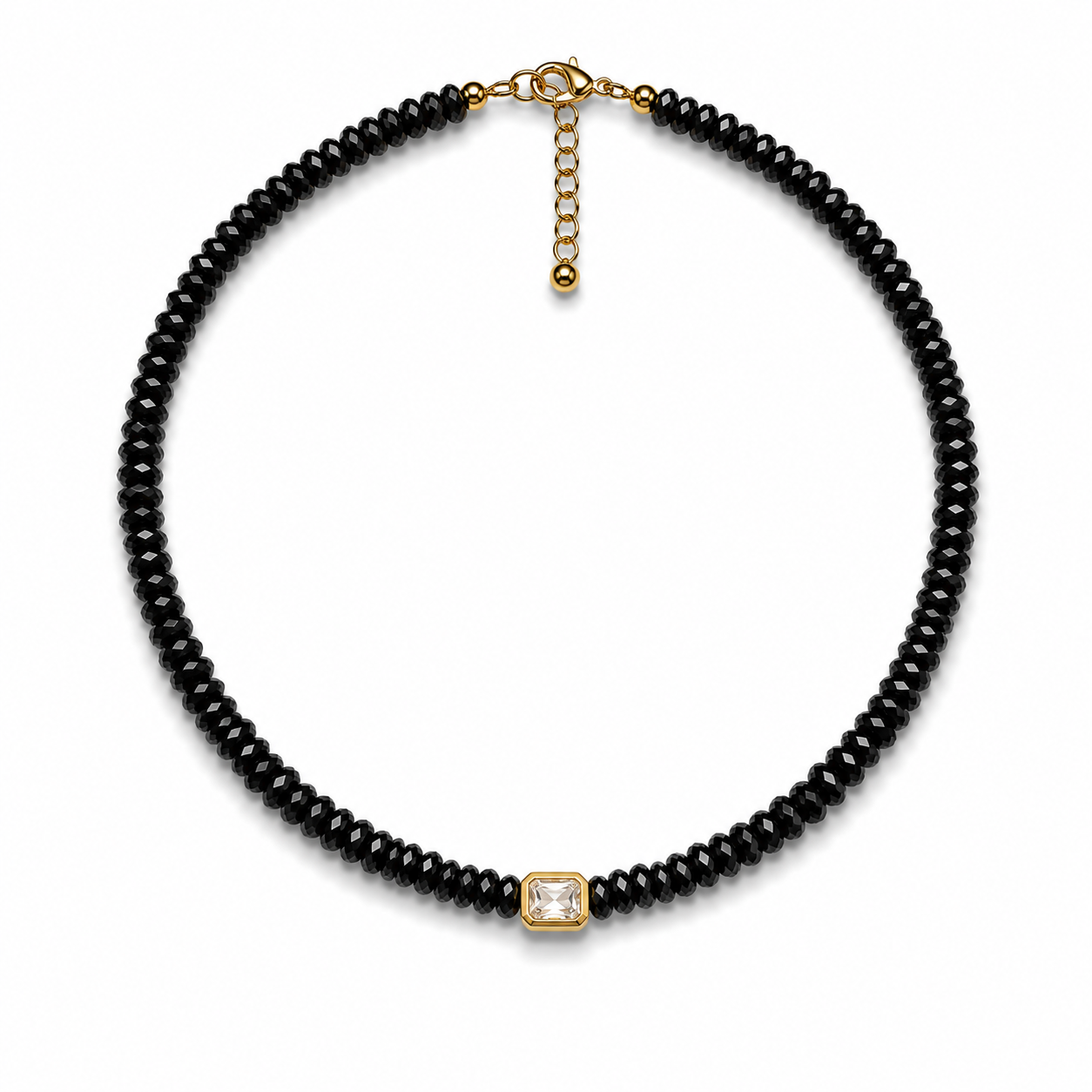 Black Crystal Rectangle Necklace
