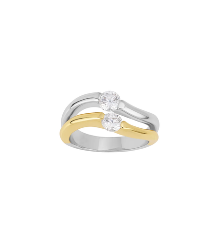 Two-Tone Double Sparkle Ring