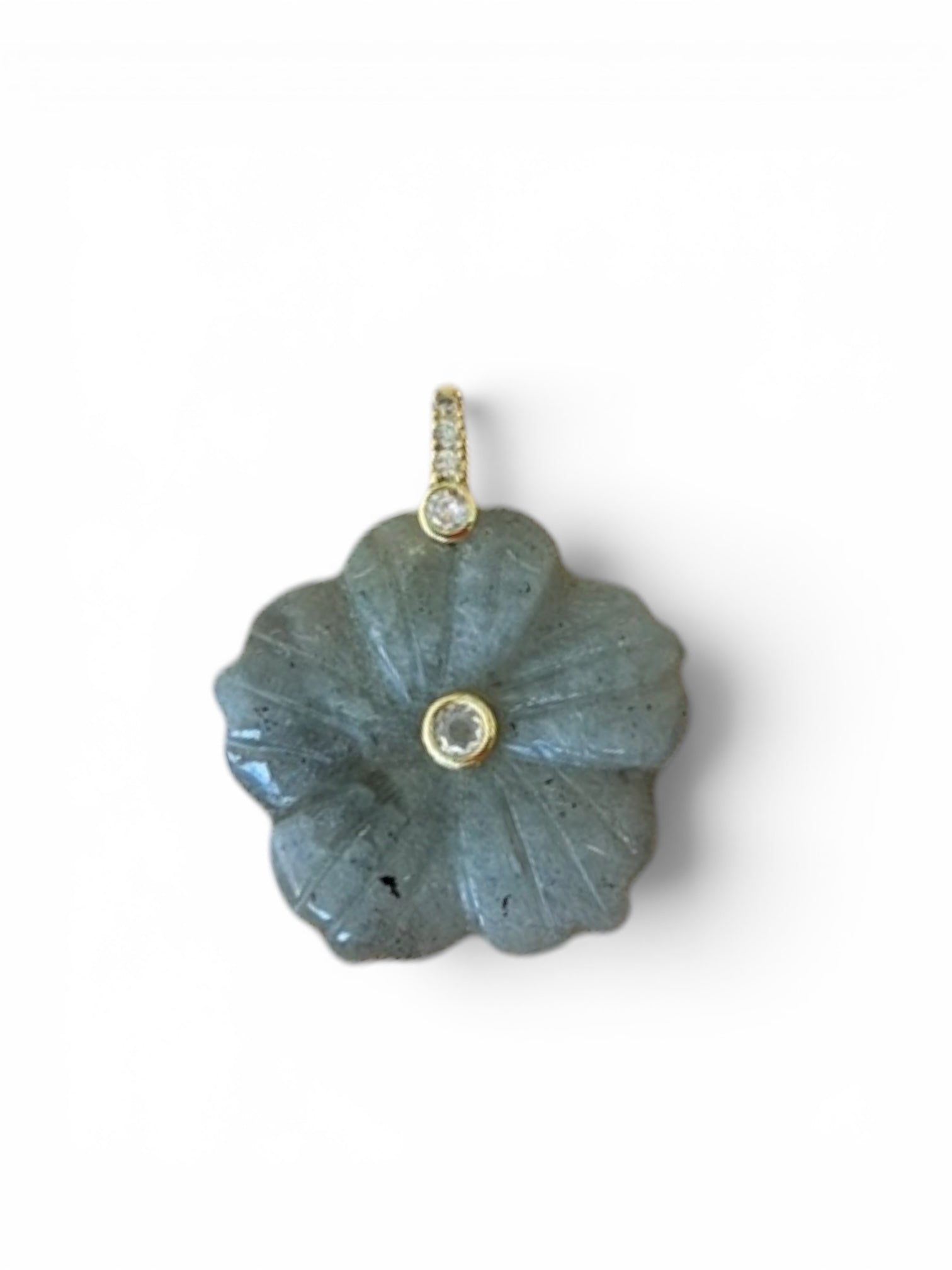 Carved Natural Stone Flower Charm