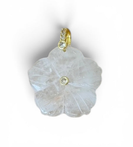 Carved Natural Stone Flower Charm