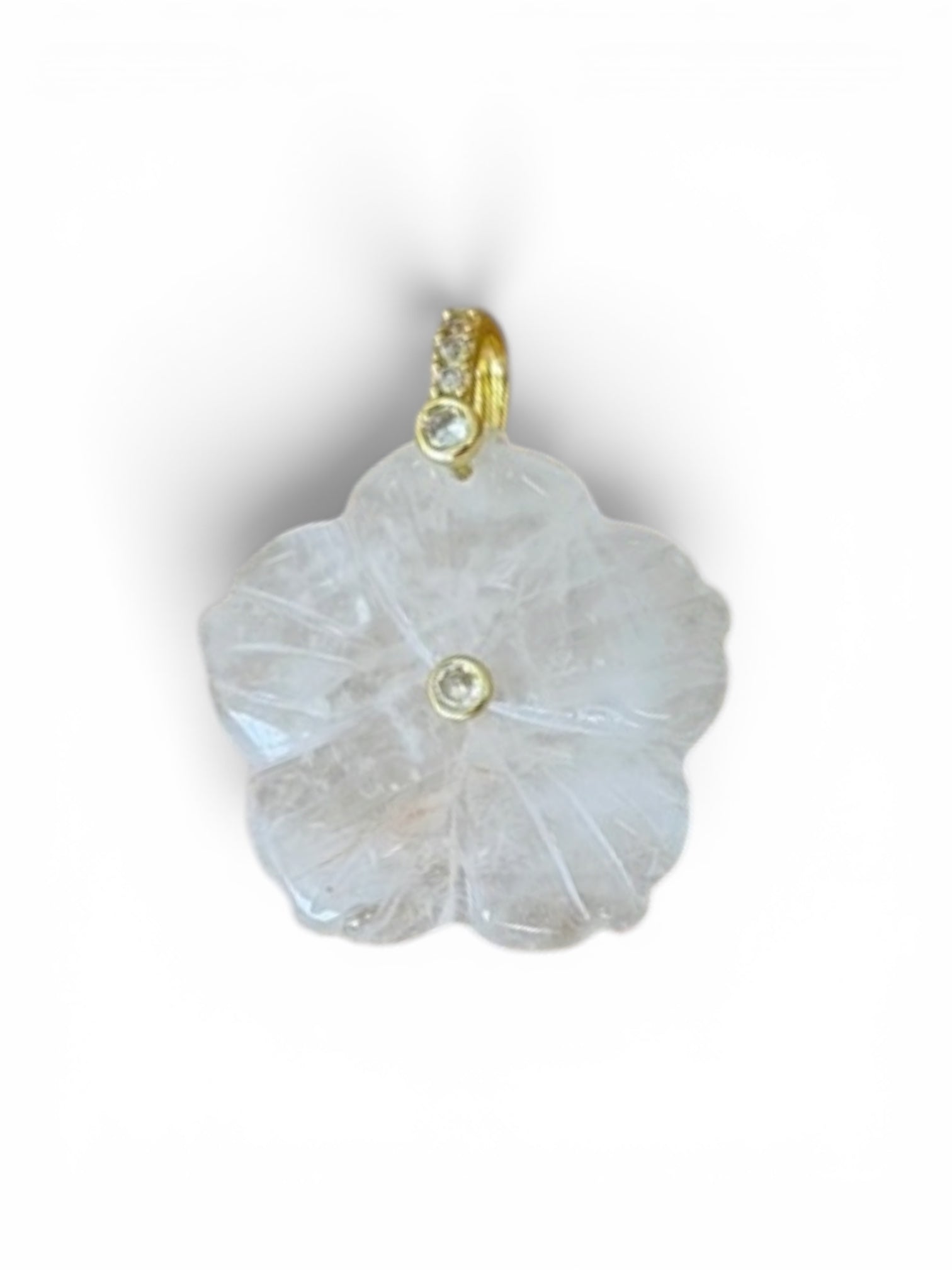 Carved Natural Stone Flower Charm