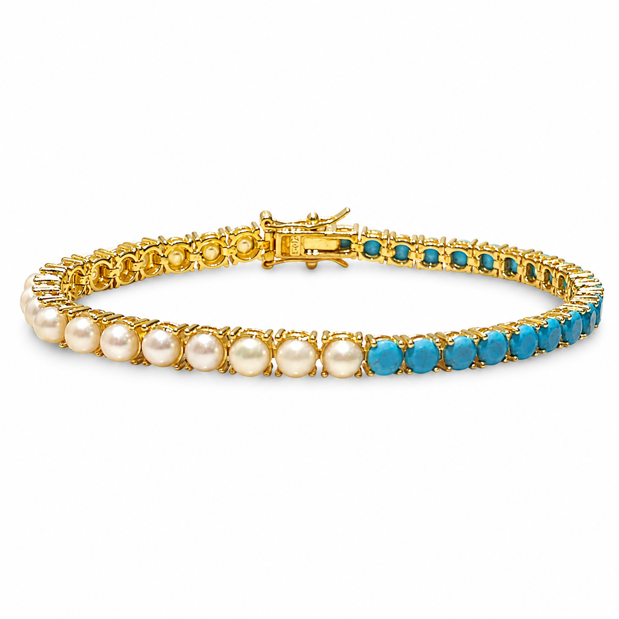 Pearl and Turquoise Tennis Bracelet
