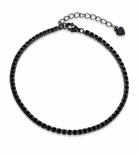 Black over silver thin tennis bracelet