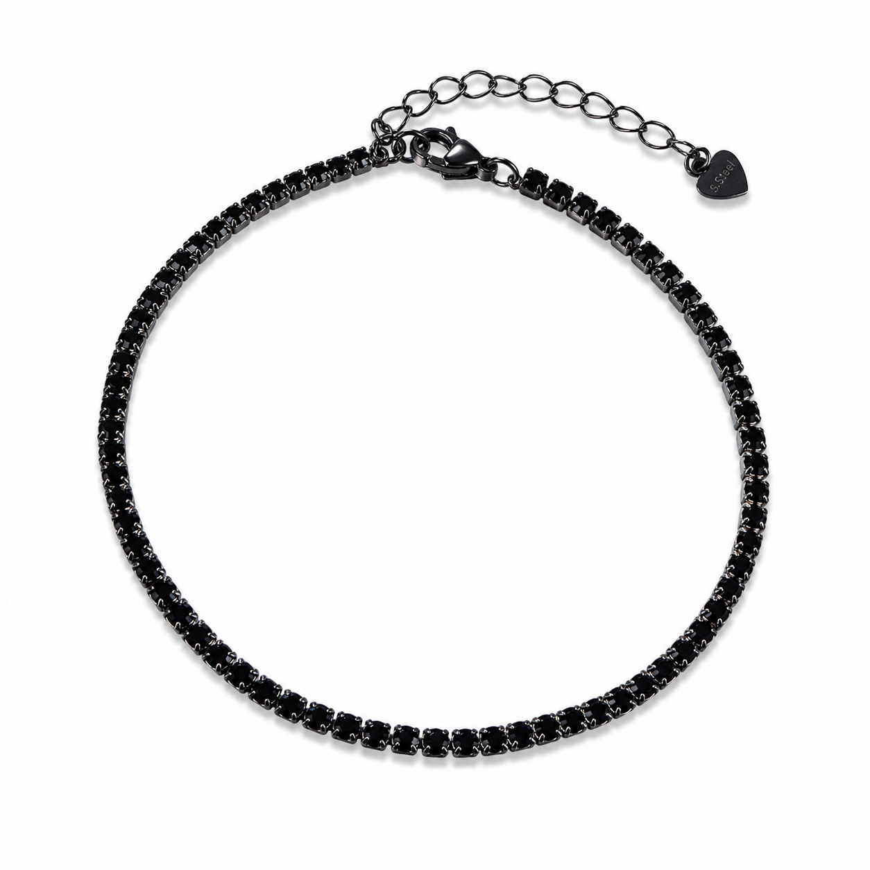 Black over silver thin tennis bracelet