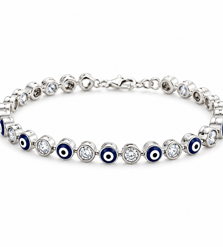 Diamond and enamel evil eye bracelet