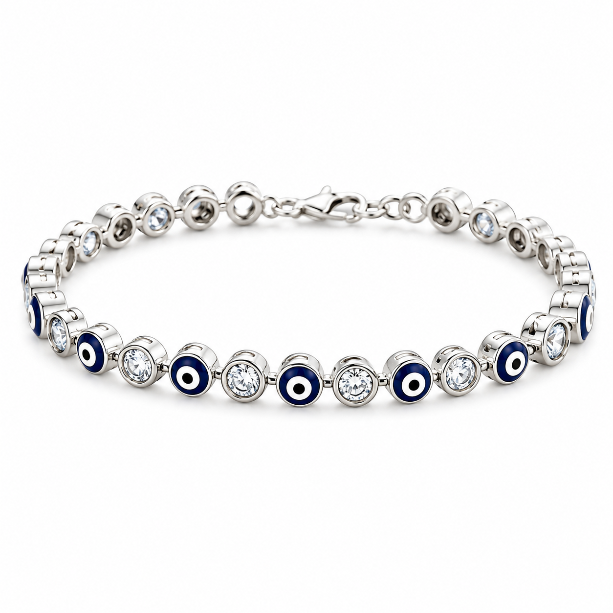 Diamond and enamel evil eye bracelet
