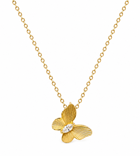 Mini Flutted Butterfly Necklace