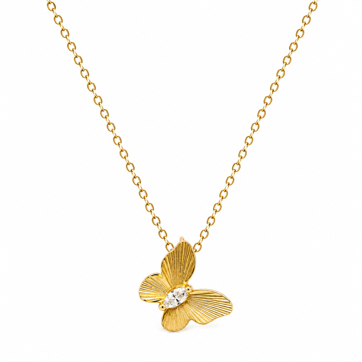 Mini Flutted Butterfly Necklace