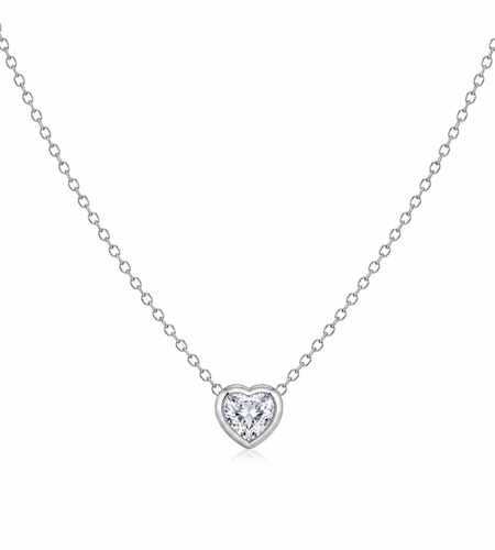 Bezel Heart Cz necklace