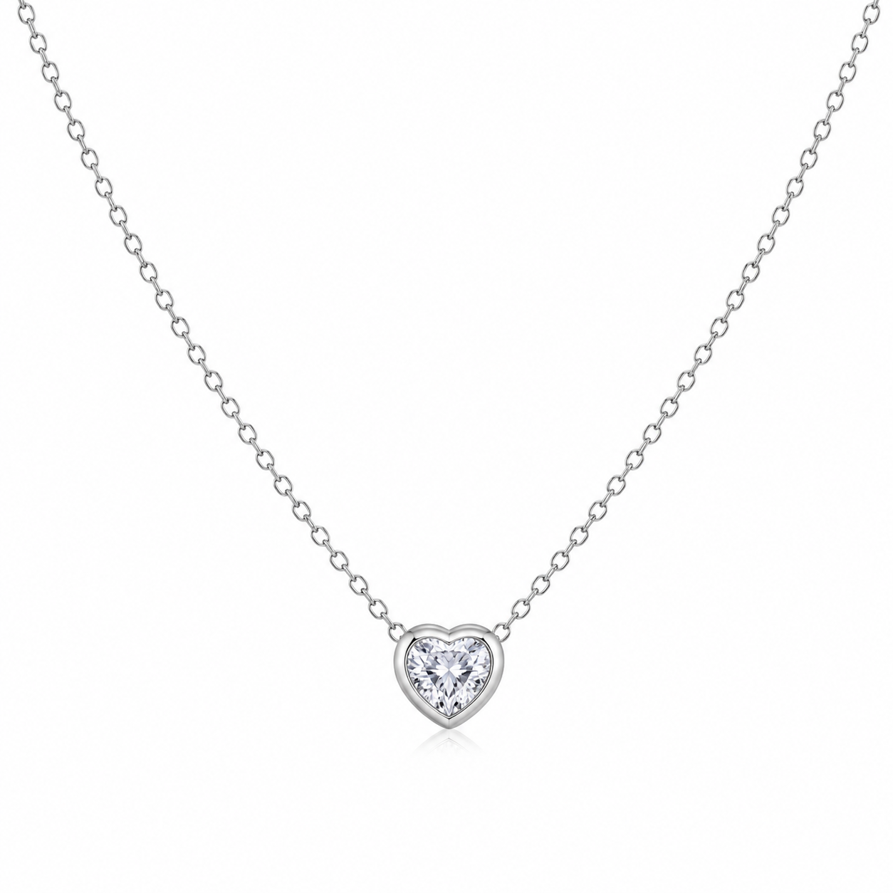 Bezel Heart Cz necklace