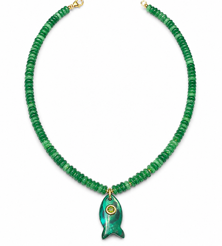 Emerald Guardian Fish Necklace