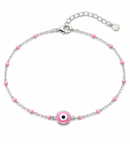 Pink Evil Eye Beaded Bracelet