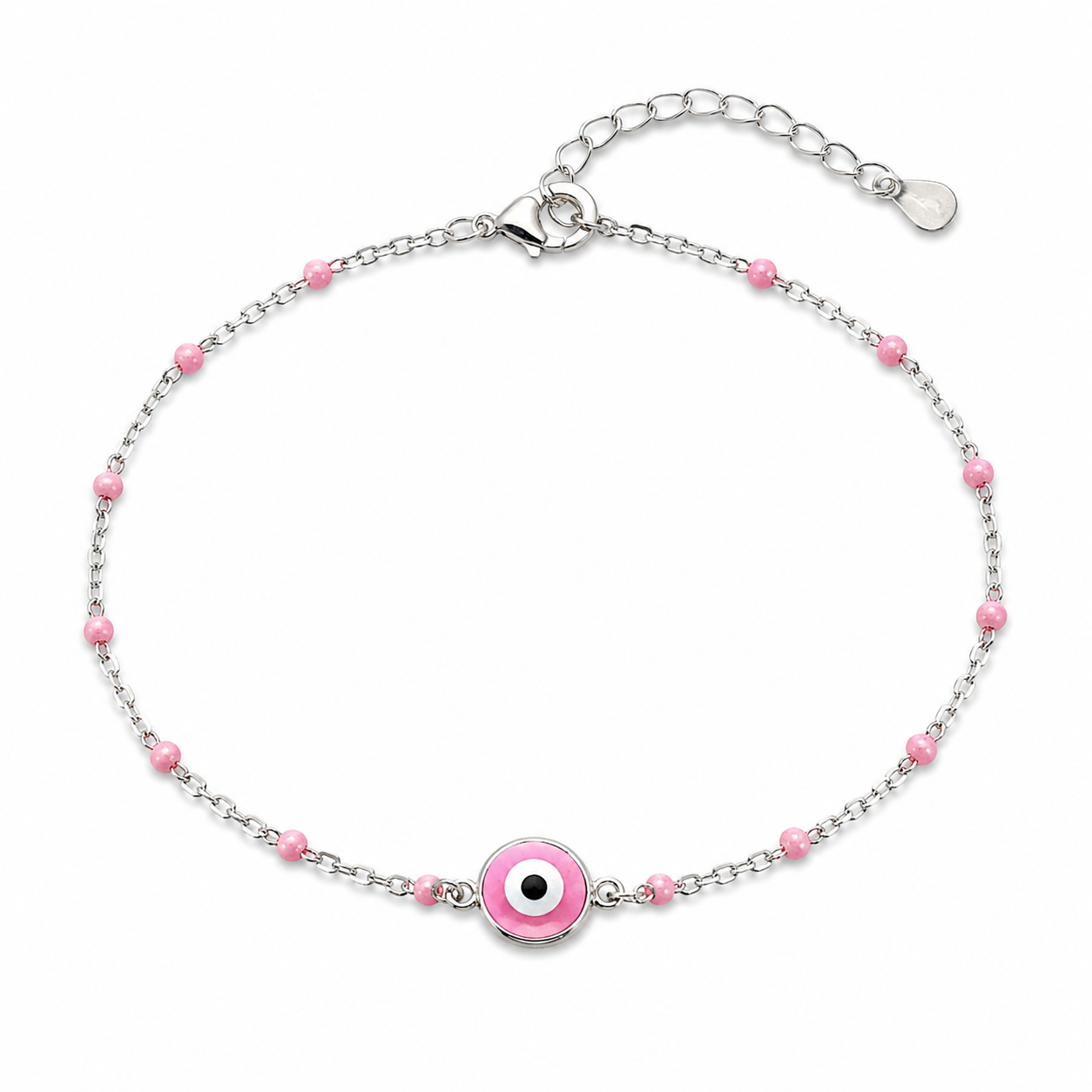 Pink Evil Eye Beaded Bracelet