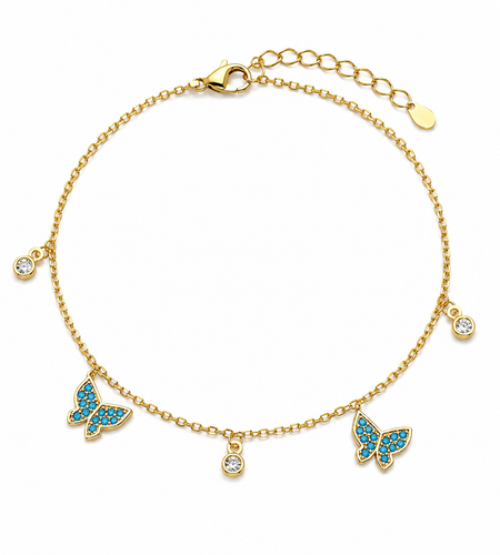 Blue Butterfly Charm Bracelet