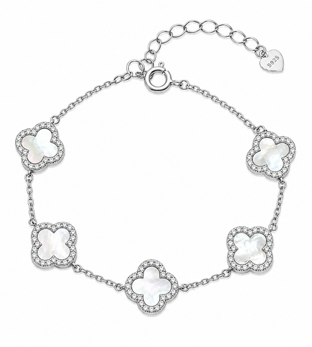 5 Clover stone Bracelet with CZ
