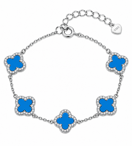 5 Clover stone Bracelet with CZ