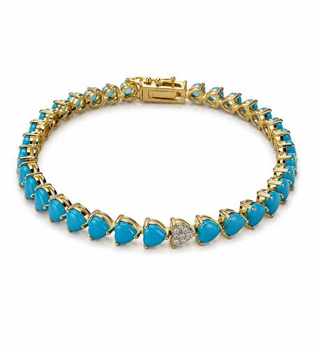 Hearts turquoise Cz Tennis Bracelet