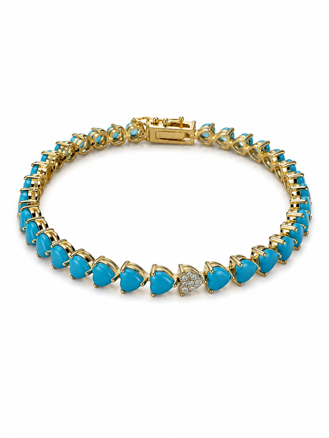 Hearts turquoise Cz Tennis Bracelet