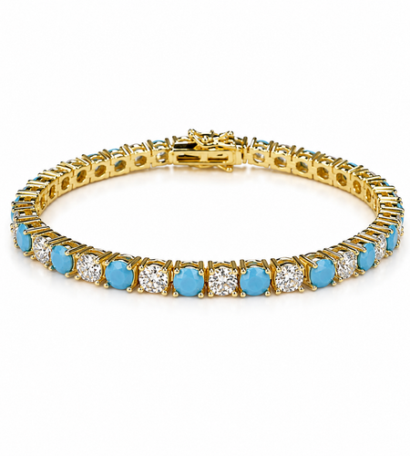Mixed  turquoise Cz Tennis Bracelet