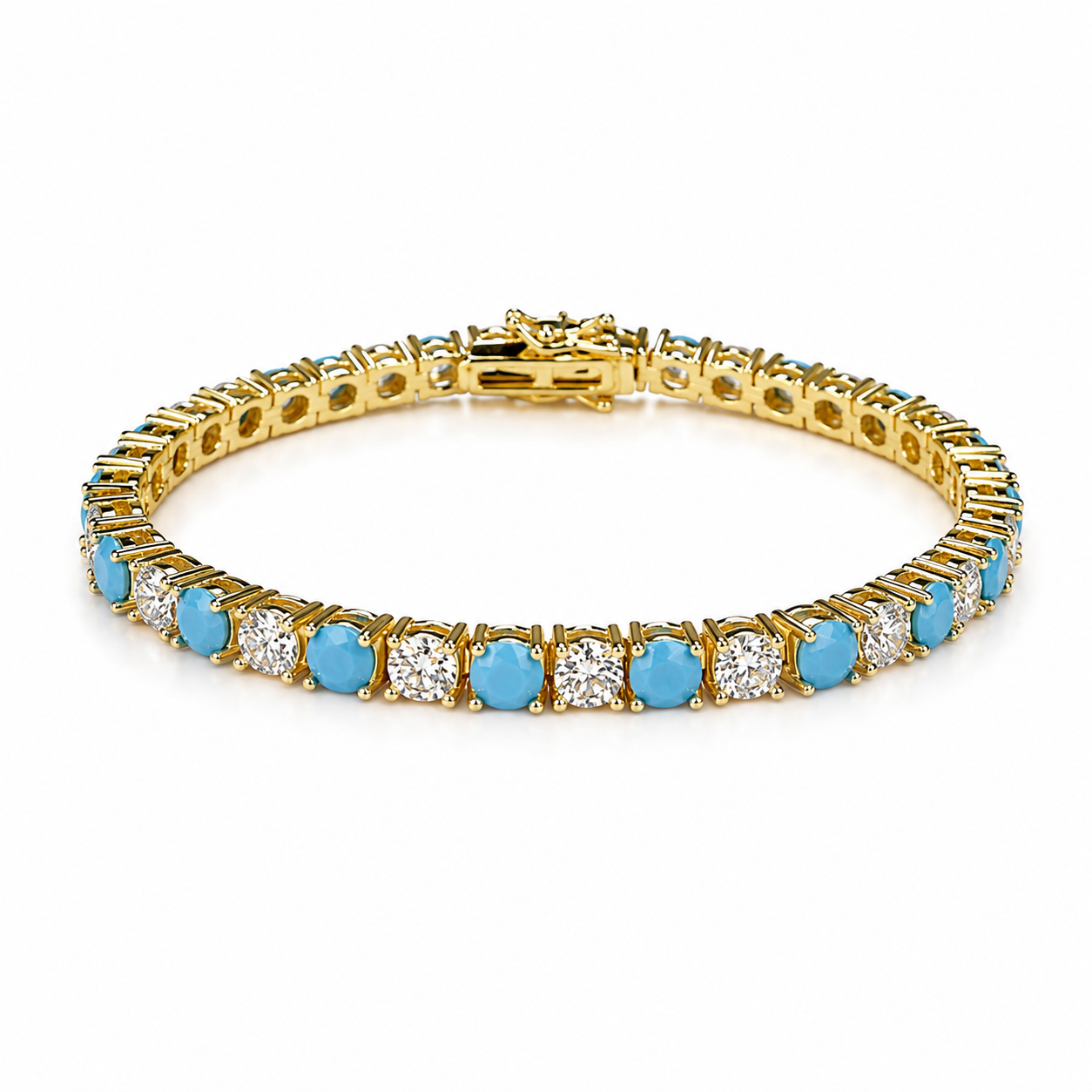 Mixed  turquoise Cz Tennis Bracelet