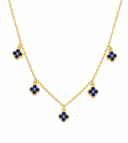 Mini blue cz clovers Necklace