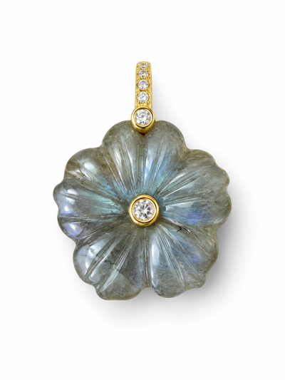 Carved Natural Stone Flower Charm