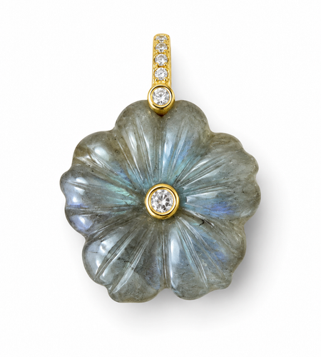 Carved Natural Stone Flower Charm