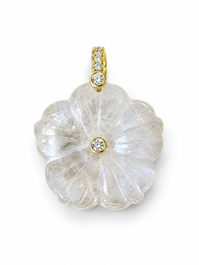 Carved Natural Stone Flower Charm