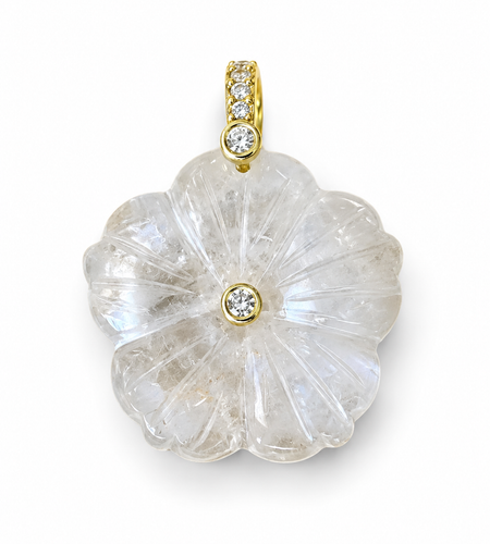 Carved Natural Stone Flower Charm