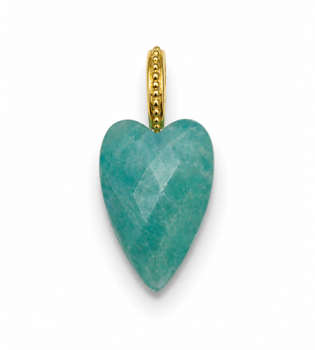 Heart long Natural Stone Charm